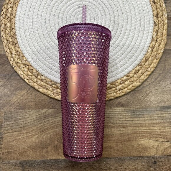 Starbucks Walt Disney 50th Anniversary Pink Studded Tumbler with Straw 24oz - Picture 2 of 7